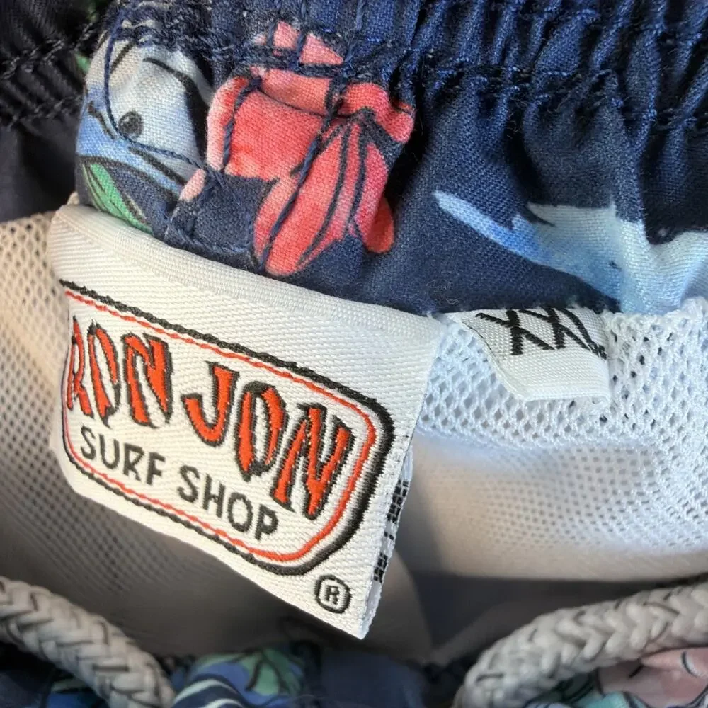 Ron Jon Surf Shop Mens Size XXL 2XL Blue Tropic Floral Lined Swim Trunks Shorts